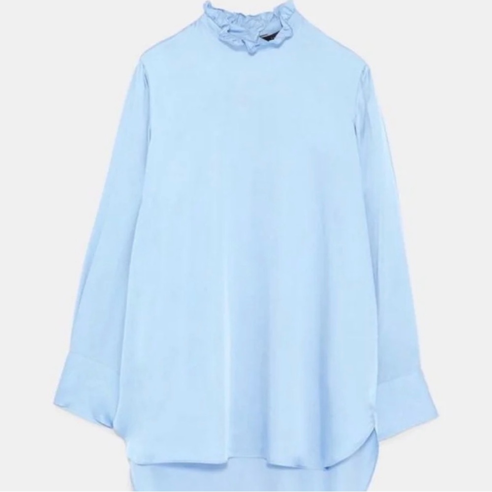 Zara Sky Blue Sateen Blouse